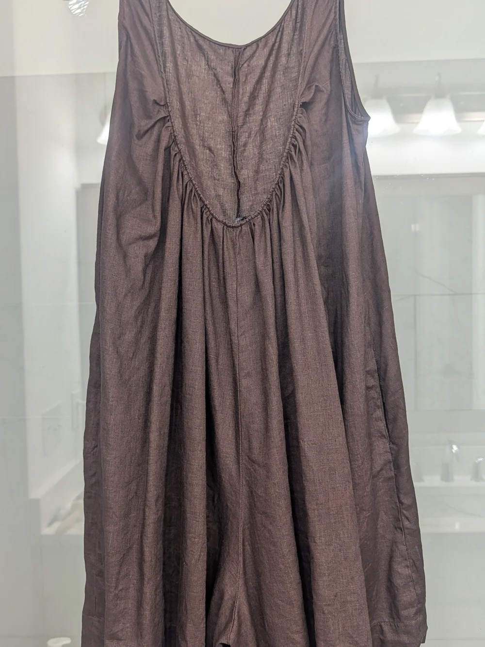 Zara Brown Linen Blend Sleeveless Romper Size S